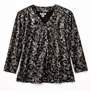 Maximalist Vintage 90s SilverBlack Metallic Boho Paisley Whimsigoth Shirt Joanna